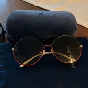 Gucci Round Sunglasses with Red and Green Frame